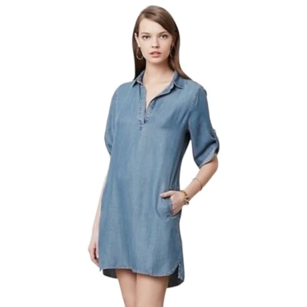 Anthropologie Cloth & Stone Tencel Chambray Dress - Picture 1 of 9